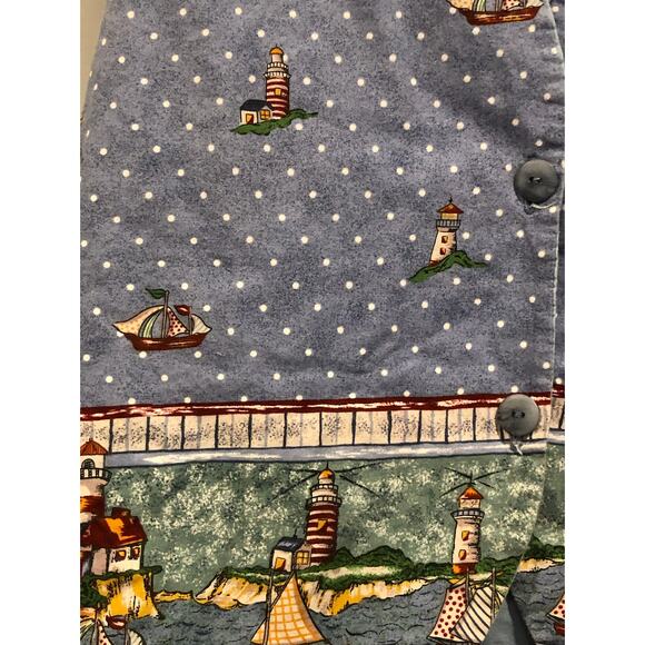 EUC 1990's Blue Cotton Vest Sail Boats Summer New England Vintage Cottage Core‎ - Picture 3 of 8